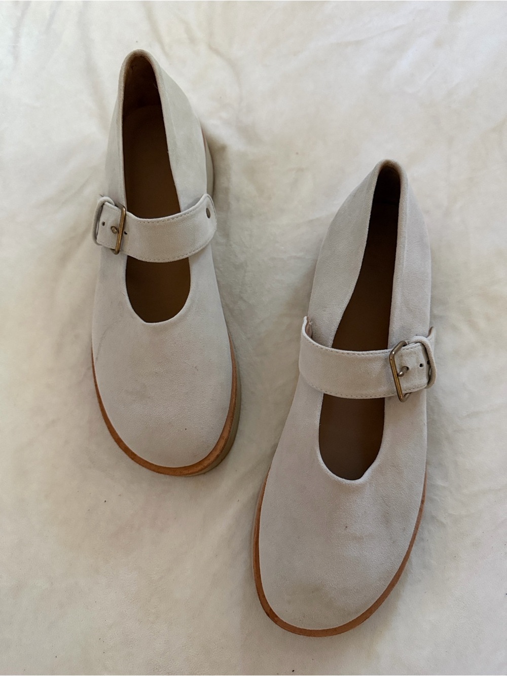 Women's Suede Mary Jane Flats with Buckle